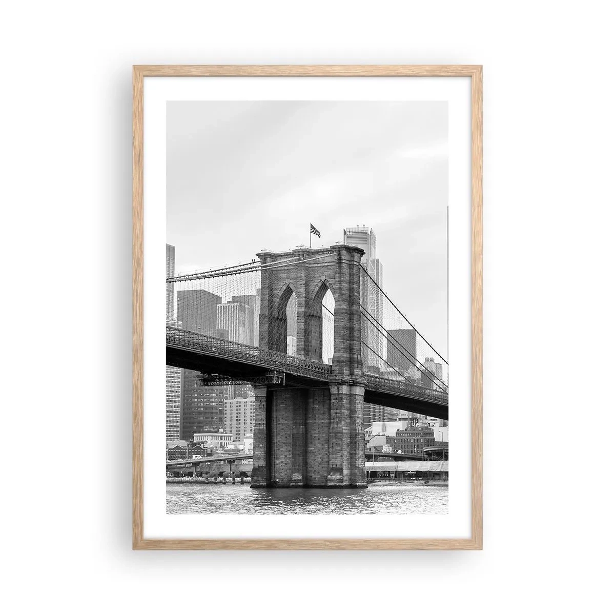 Plakát v rámu světlý dub - Newyorské zázraky - 50x70 cm