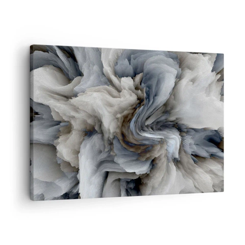 Obraz na plátně - Abstraktní vír v odstínech šedé a modré - 70x50cm - Kámen a květ - Moderní nástěnná dekorace do obývacího pokoje a ložnice ARTTOR