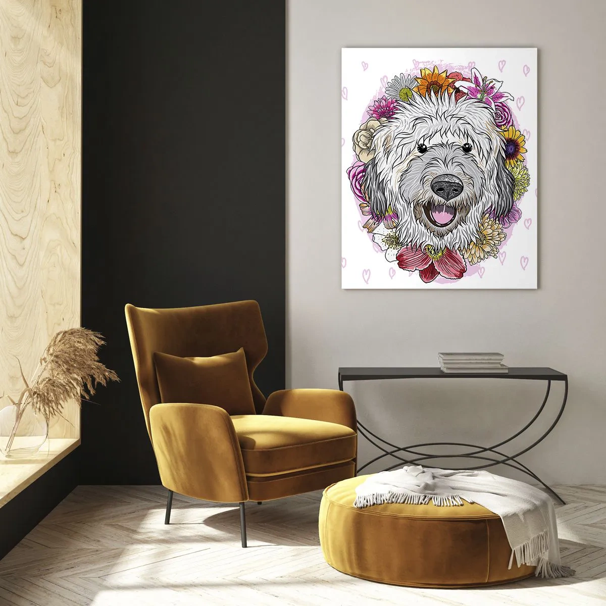 Obraz na skle - Štěněcí radost - 50x70 cm