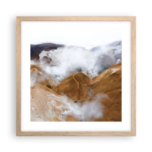 Plakát v rámu světlý dub - Drsná krása Islandu - 40x40 cm