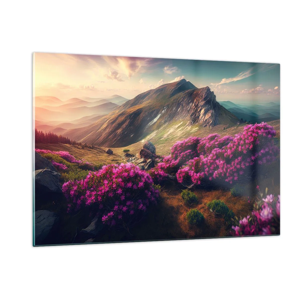 Obraz na skle - Léto na horách - 120x80 cm