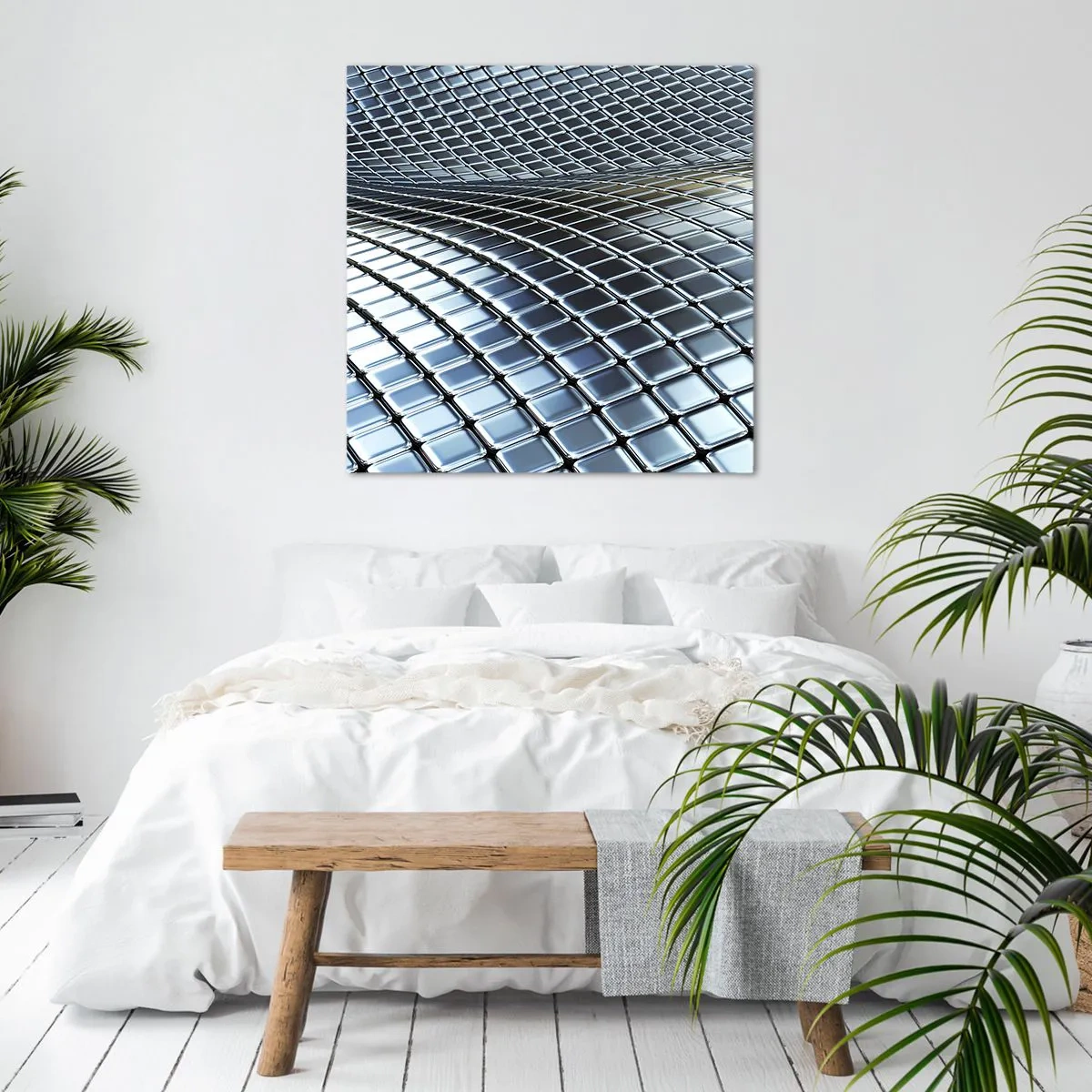 Obraz na plátně - Kovová stříbrná vlna - 70x70 cm