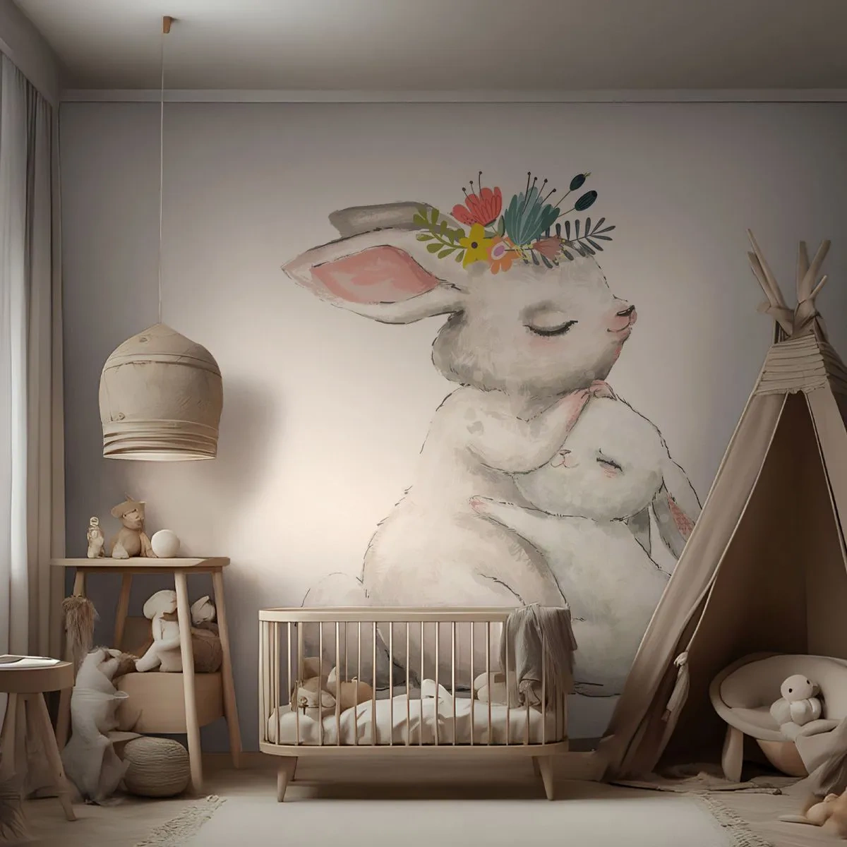 Fototapeta Premium Canvas - Nejlepší je u mámy - Pro děti, Králičí, Matka S Dítětem - 100x70 cm