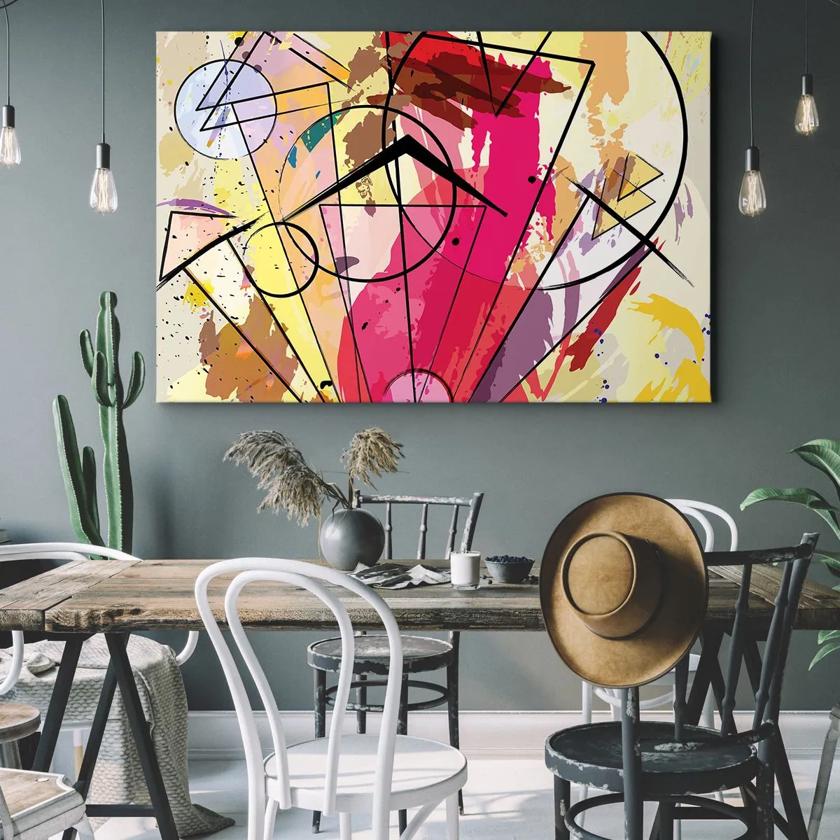 Obraz na plátně - Abstrakce s liniemi a geometrickými tvary - 70x50cm - Výbuch - Moderní nástěnná dekorace do obývacího pokoje a ložnice ARTTOR
