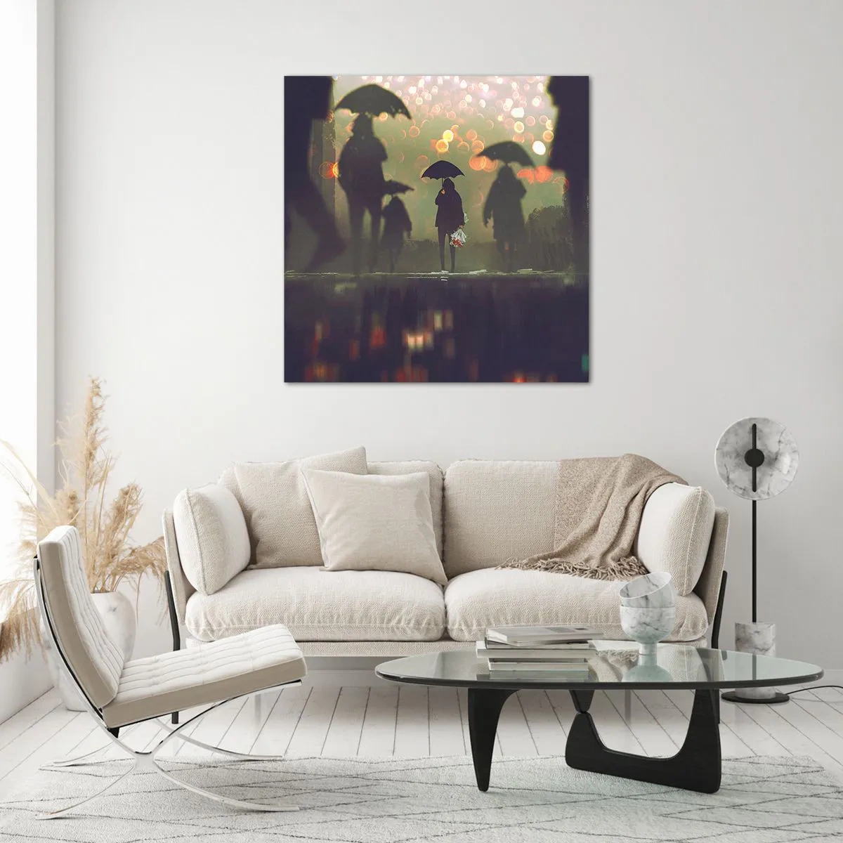 Obraz na skle - Z perspektivy kapky deště - 30x30 cm