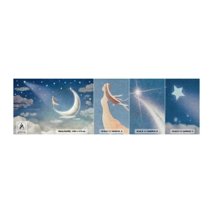 Vzor Fototapety Premium Canvas - Modrá koketa - Abstrakce, Pro děti, Měsíc - 100x30 cm