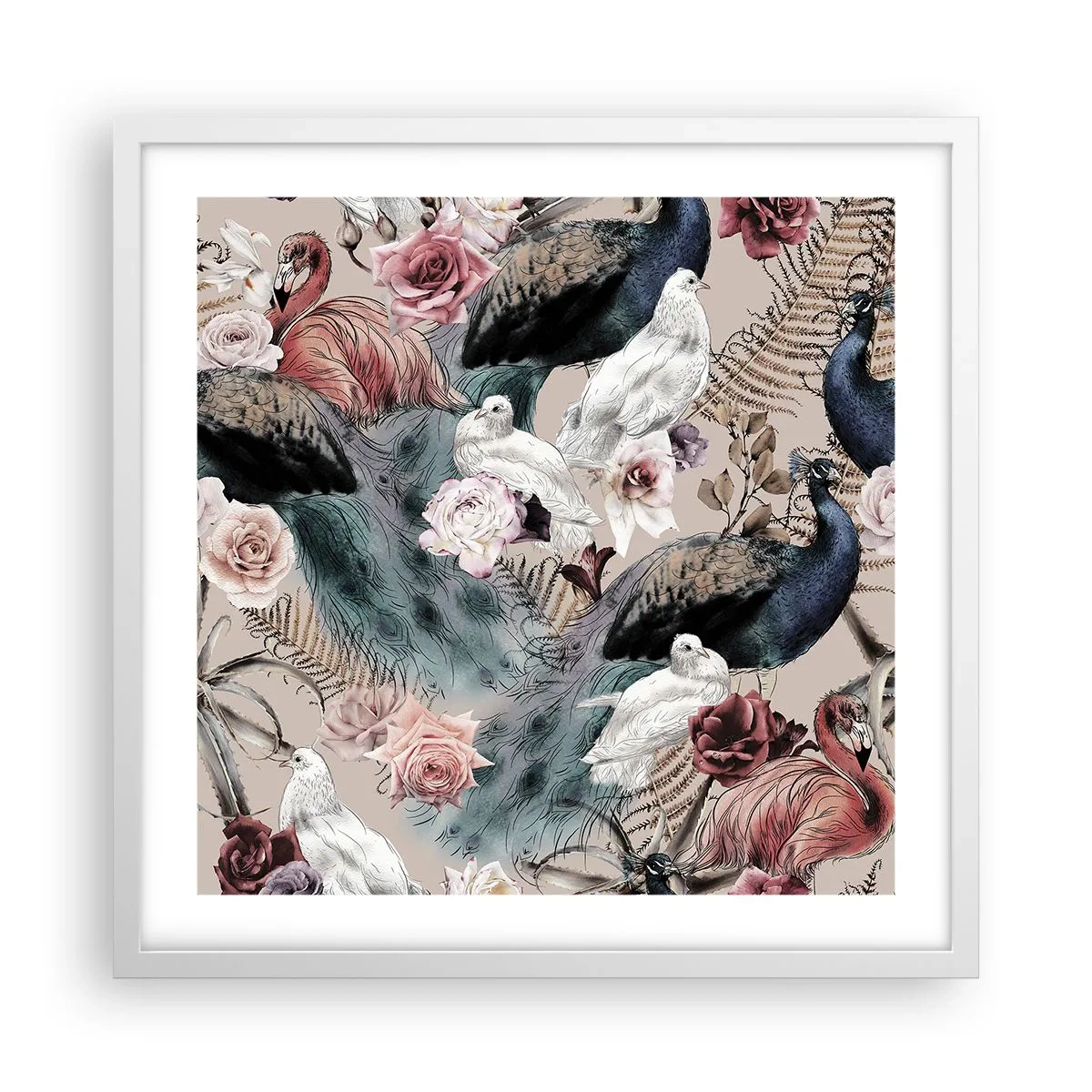 Plakát v bílém rámu - V palácové zahradě - 50x50 cm