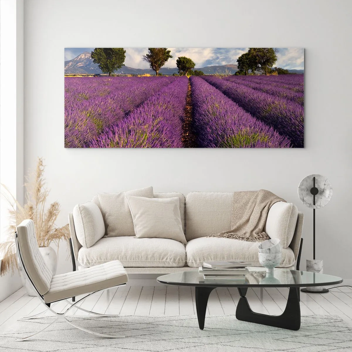 Obraz na skle - Levandulová pole - 90x30 cm
