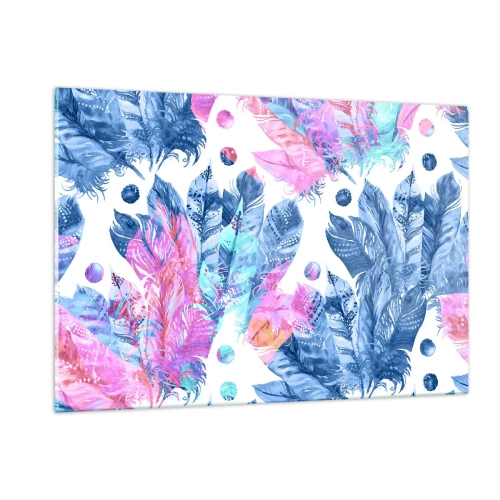 Obraz na skle - Chocholy v růžové a blankytné - 120x80 cm