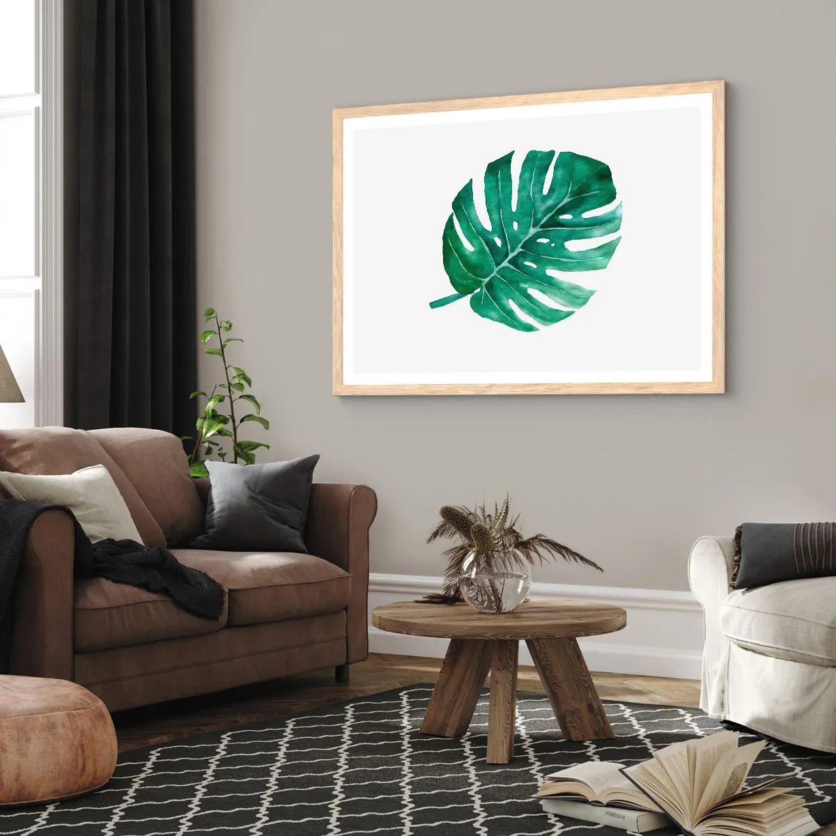 Plakát v rámu světlý dub - Zelený koncept - 91x61 cm