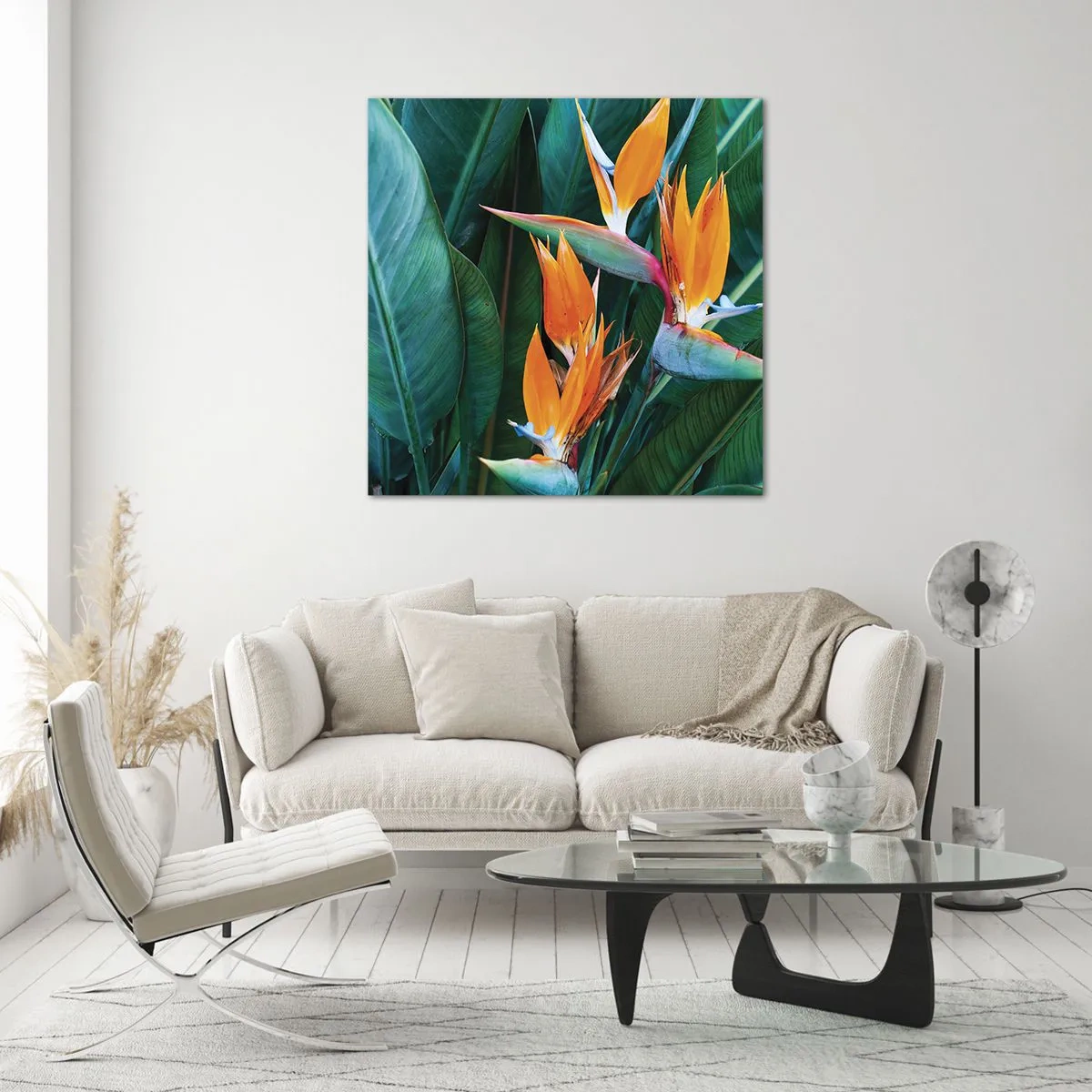 Obraz na skle - Je to květina, nebo pták? - 60x60 cm