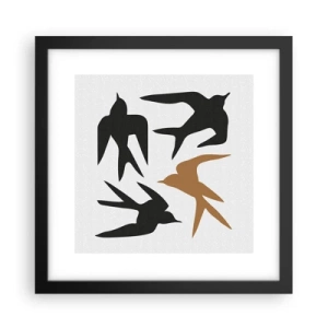 Plakát v černém rámu - Vlaštovky - 30x30 cm
