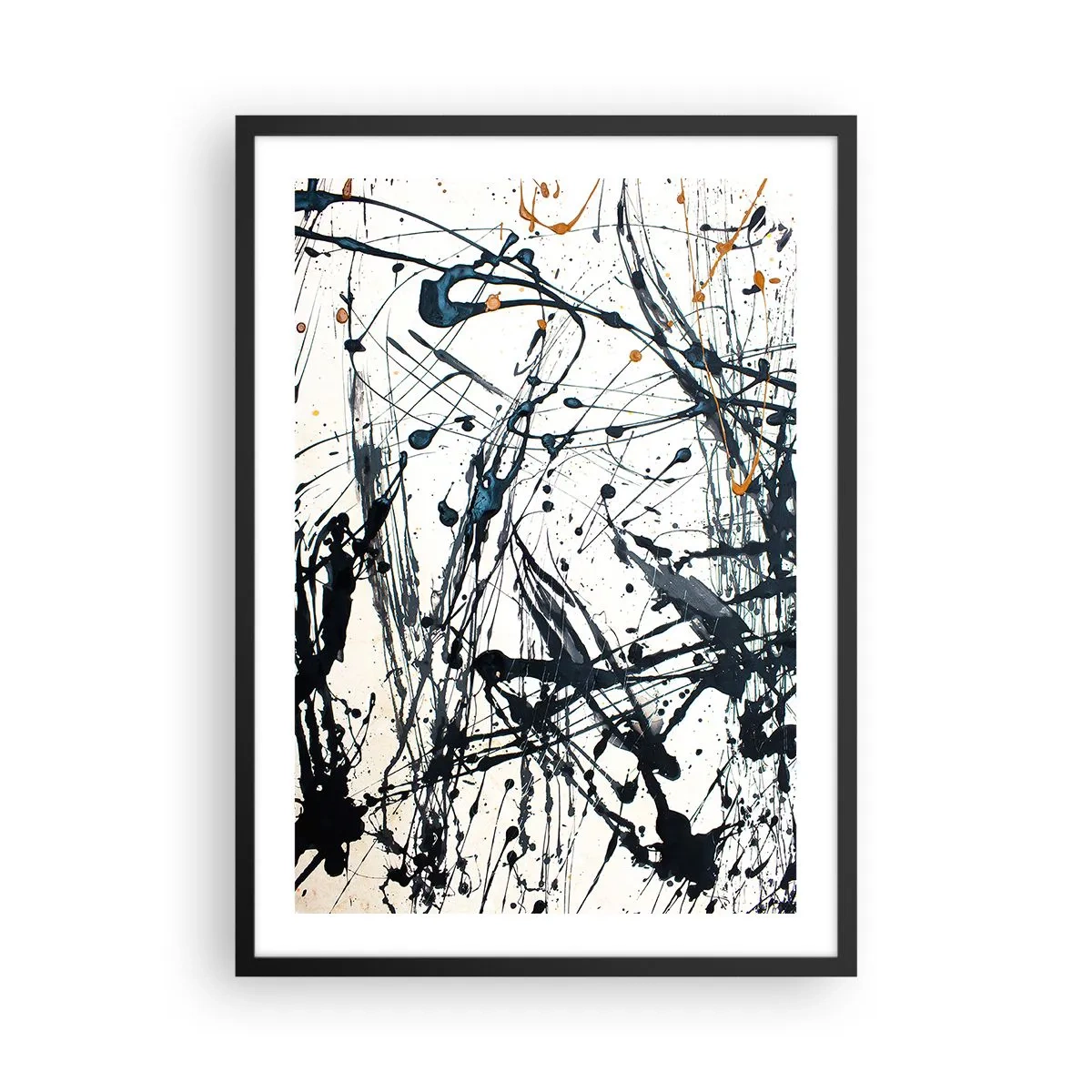 Plakát v černém rámu - Expresivní abstrakce ve stylu gestické malby - 50x70cm - Expresionistická abstrakce - Moderní nástěnná dekorace do obývacího pokoje a ložnice ARTTOR