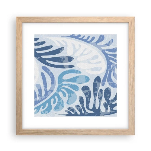 Plakát v rámu světlý dub - Modré kapradí - 30x30 cm