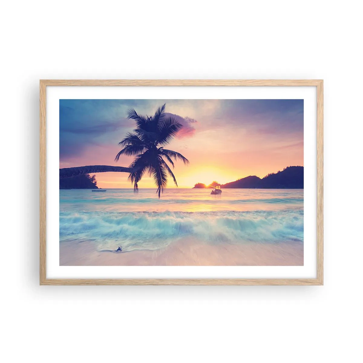 Plakát v rámu světlý dub - Večer v zátoce - 70x50 cm
