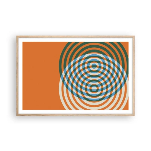Plakát v rámu světlý dub - Abstraktní kruhová variace - 91x61 cm