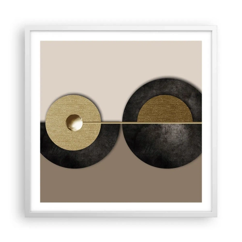 Plakát v bílém rámu - Variace kolem kruhu - 60x60 cm