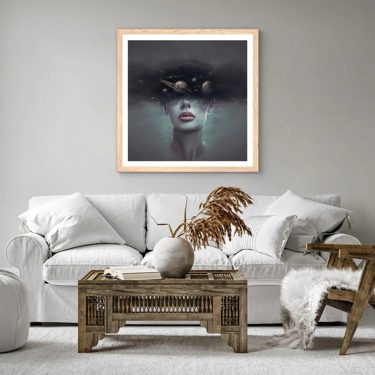 Plakát v rámu světlý dub - A planety… - 50x50 cm