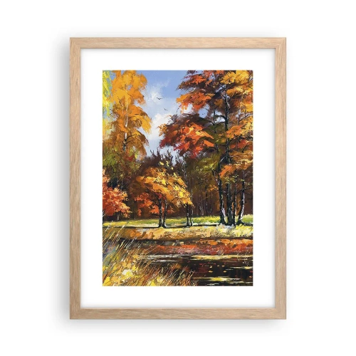 Plakát v rámu světlý dub - Krajinka ve zlaté a hnědé - 30x40 cm