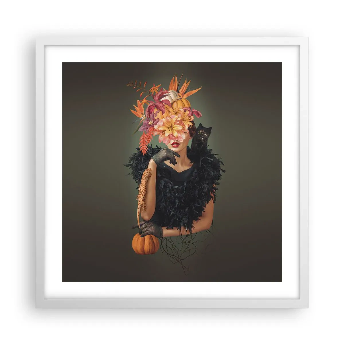 Plakát v bílém rámu - Kouzlo čarodějnice - 50x50 cm