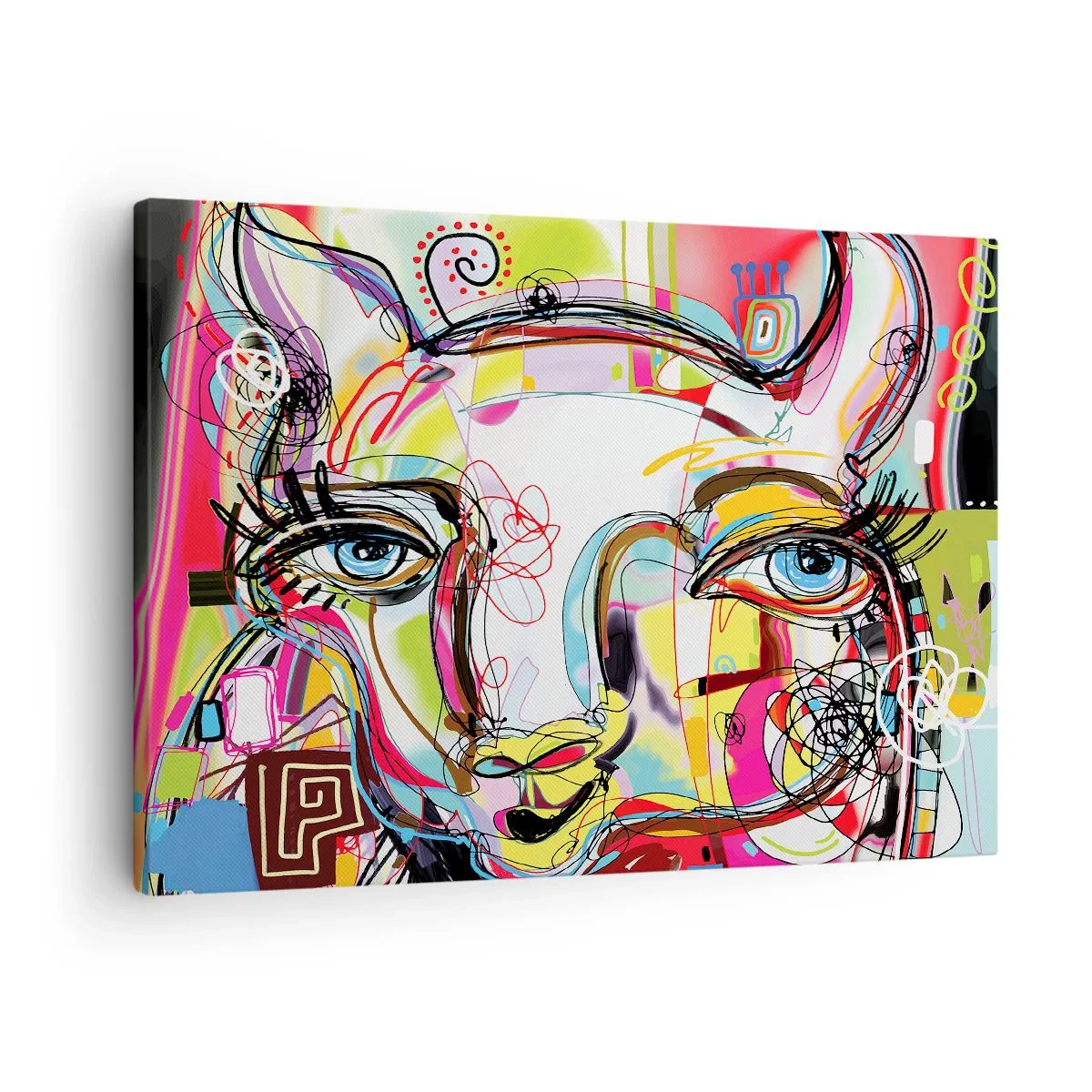 Obraz na plátně - Barevný portrét v abstraktním uměleckém stylu - 70x50cm - Bohatství kočičí krásy - Moderní nástěnná dekorace do obývacího pokoje a ložnice ARTTOR
