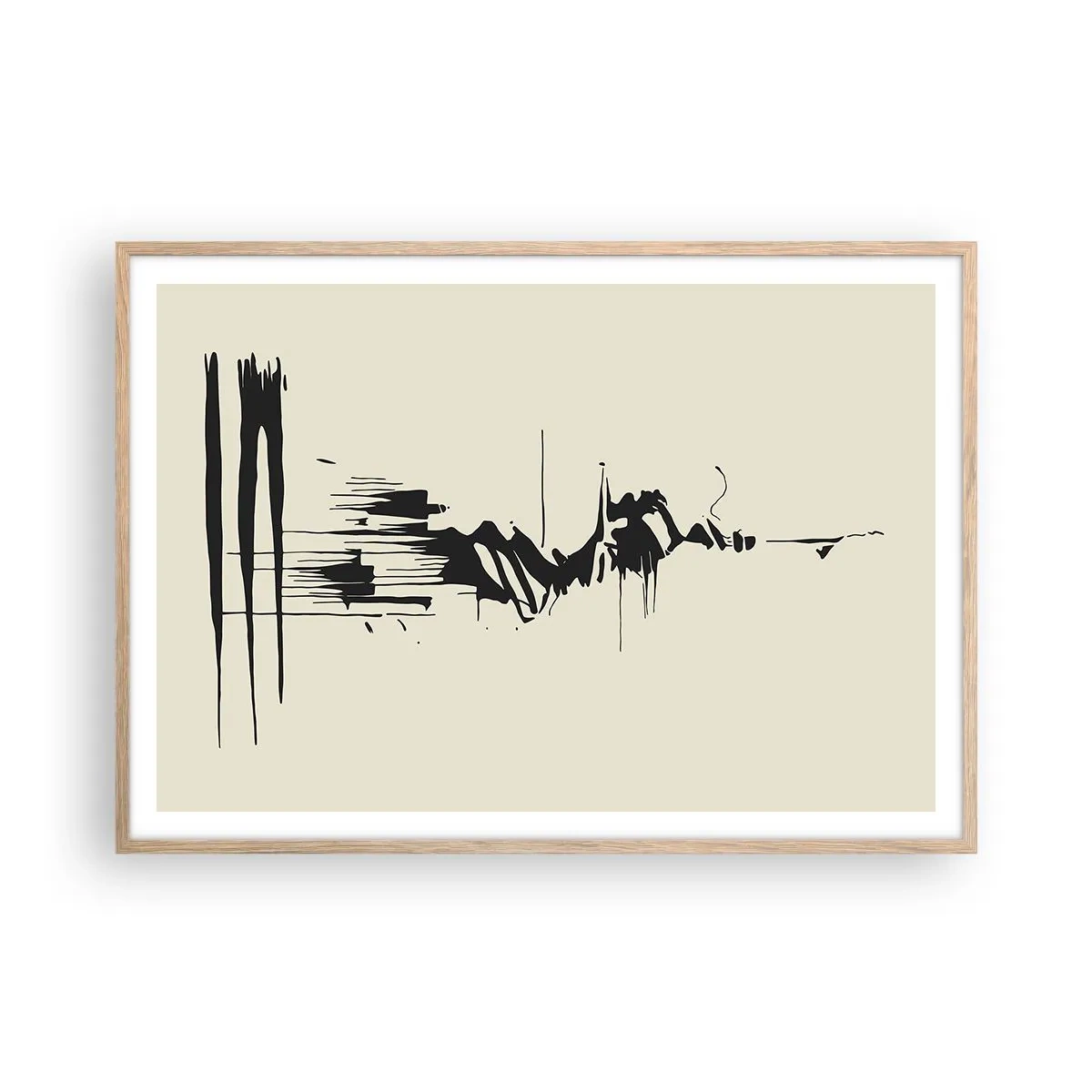 Plakát v rámu světlý dub - Spěšná abstrakce - 100x70 cm