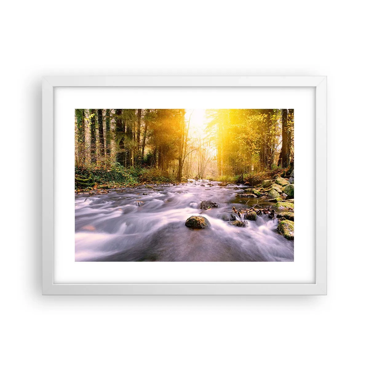 Plakát v bílém rámu - Malachit ve stříbrně-zlaté podobě - 40x30 cm