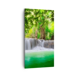 Obraz na plátně - Vodopád v zeleni - 55x100 cm
