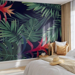 Fototapeta Premium Sand - Vzplanout v zeleném - Květiny, Tropická rostlina, Palmové listy - 100x70 cm