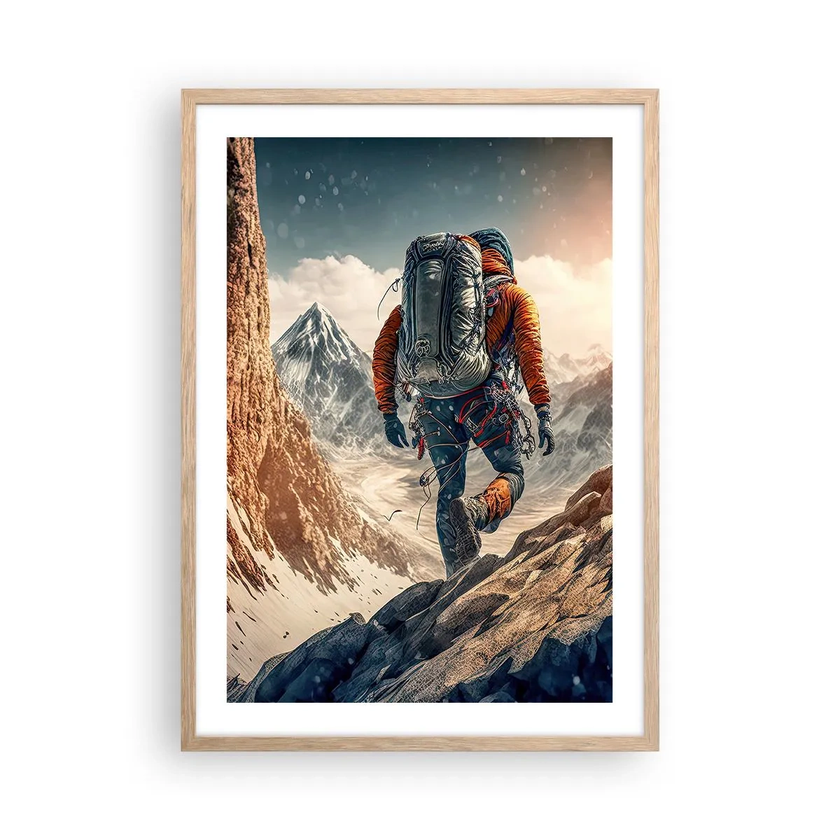 Plakát v rámu světlý dub - Osamělý bojovník - 50x70 cm