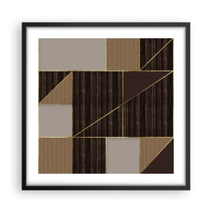 Plakát v černém rámu - Mozaika hnědé a zlaté - 50x50 cm