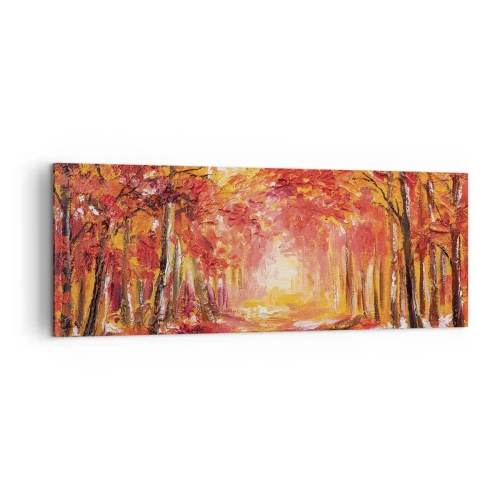 Obraz na plátně - Měděný les - 140x50 cm