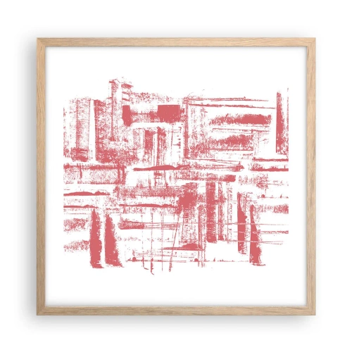 Plakát v rámu světlý dub - Červené město - 50x50 cm