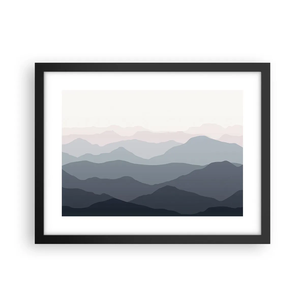 Plakát v černém rámu - Vlny hor - 40x30 cm