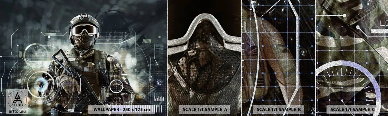 Vzor Fototapety Premium Sand - Ještě větší síla - Abstrakce, Voják, Komando - 100x30 cm