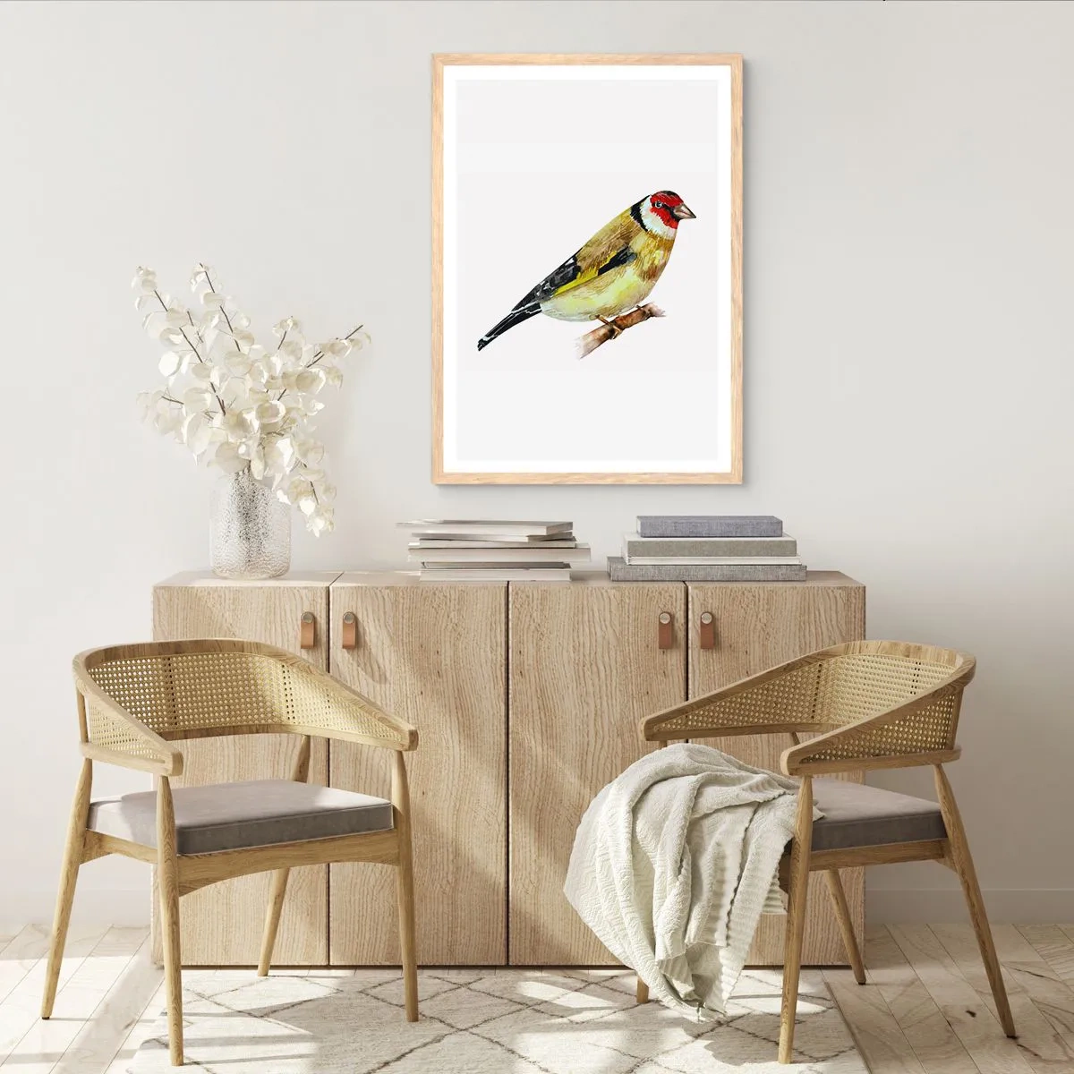 Plakát v rámu světlý dub - Ptáčí portrét - 61x91 cm