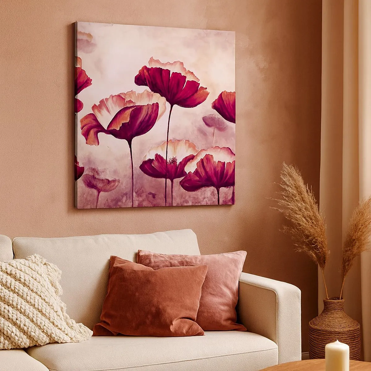 Obraz na plátně - Červený a bílý plátek - 30x30 cm