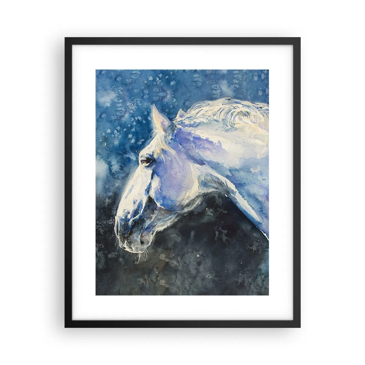 Plakát v černém rámu - Portrét v modré záři - 40x50 cm