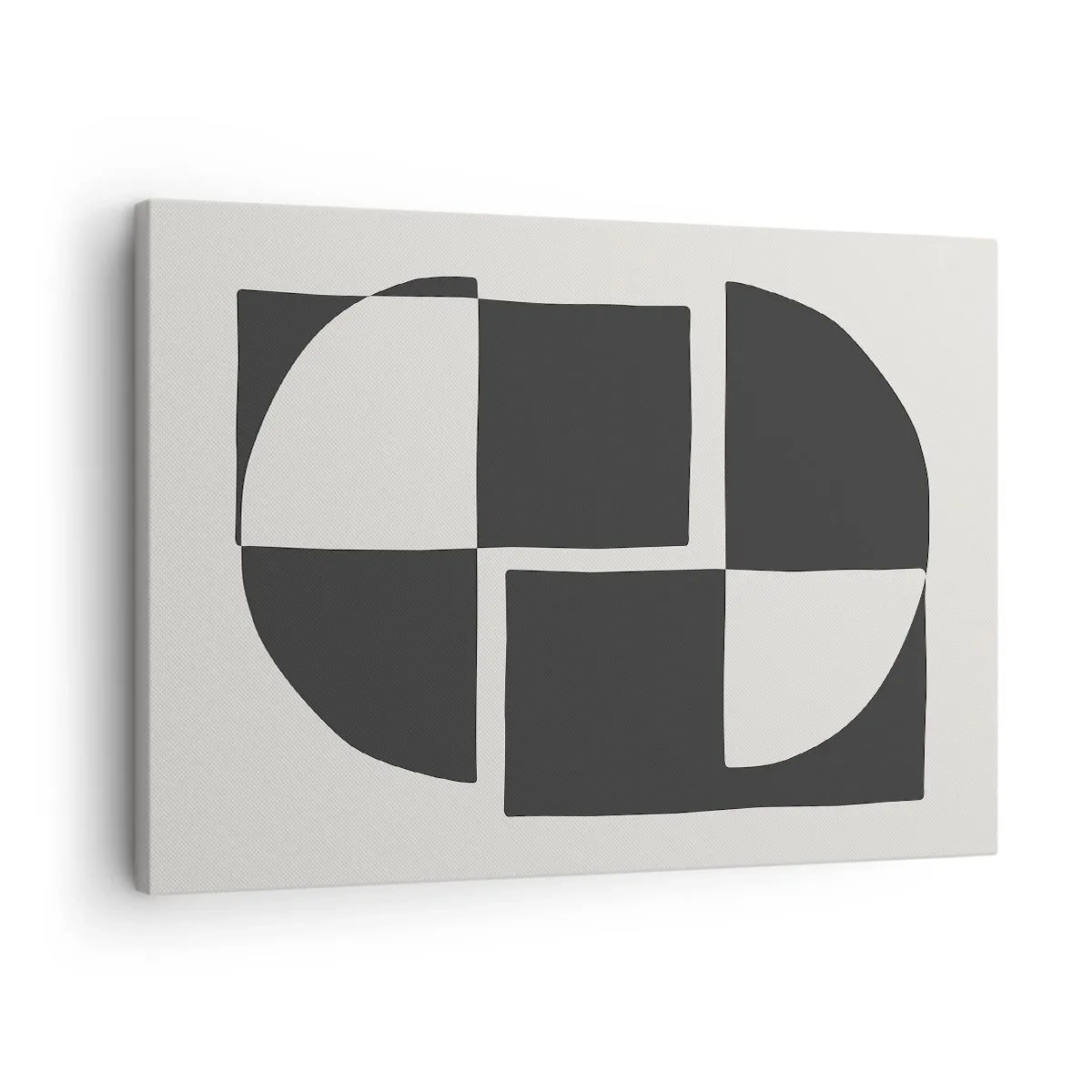 Obraz na plátně - Abstraktní geometrické tvary v černé a bílé - 70x50cm - Antitéza – syntéza - Moderní nástěnná dekorace do obývacího pokoje a ložnice ARTTOR