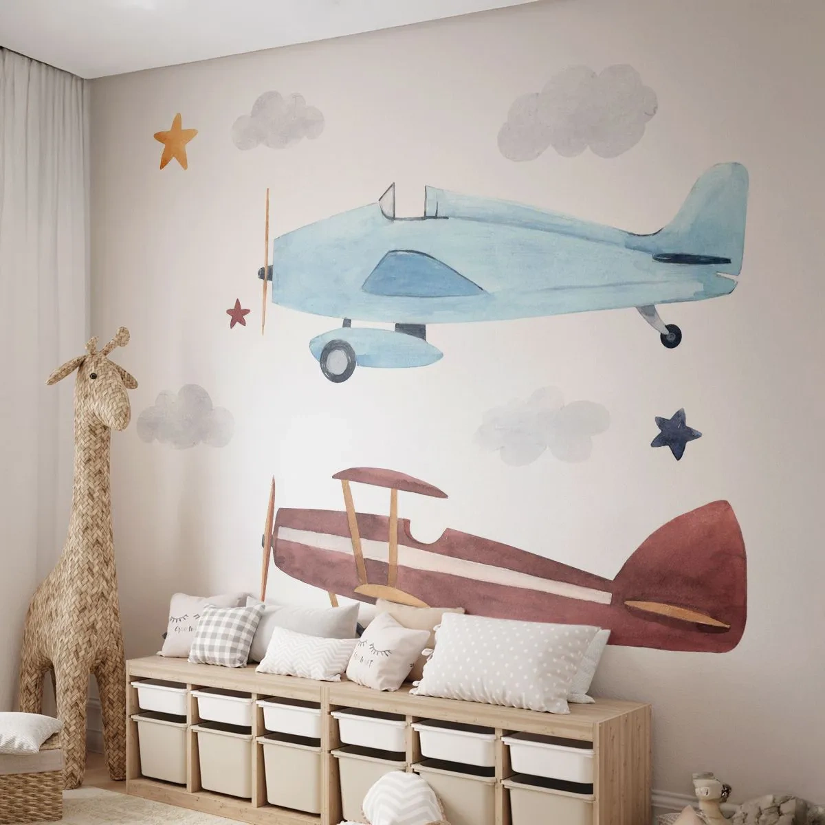 Fototapeta Premium Sand - Pane pilote, čekáme! - Letadla, Retro, Dětské - 500x350 cm
