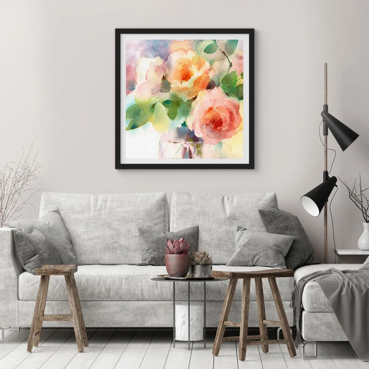 Plakát v černém rámu - Jemné jako akvarel - 50x50 cm