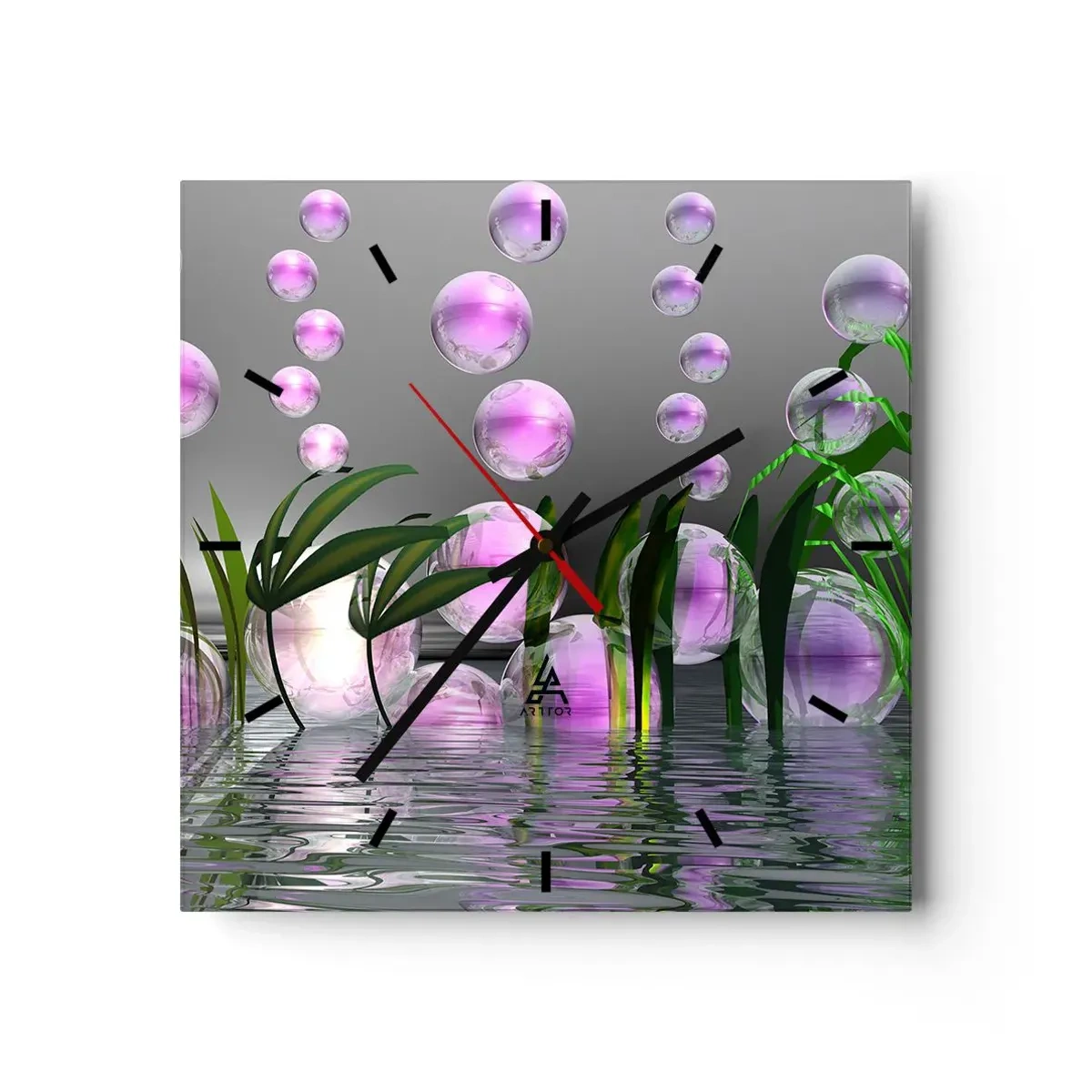 Nástěnné hodiny - Reflexní kompozice lehkosti a života - 30x30 cm