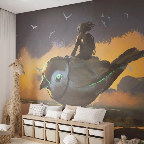 Fototapeta Standard Eco - Zastávka na fantastické cestě - Abstrakce, Pták, Fantazie - 300x210 cm