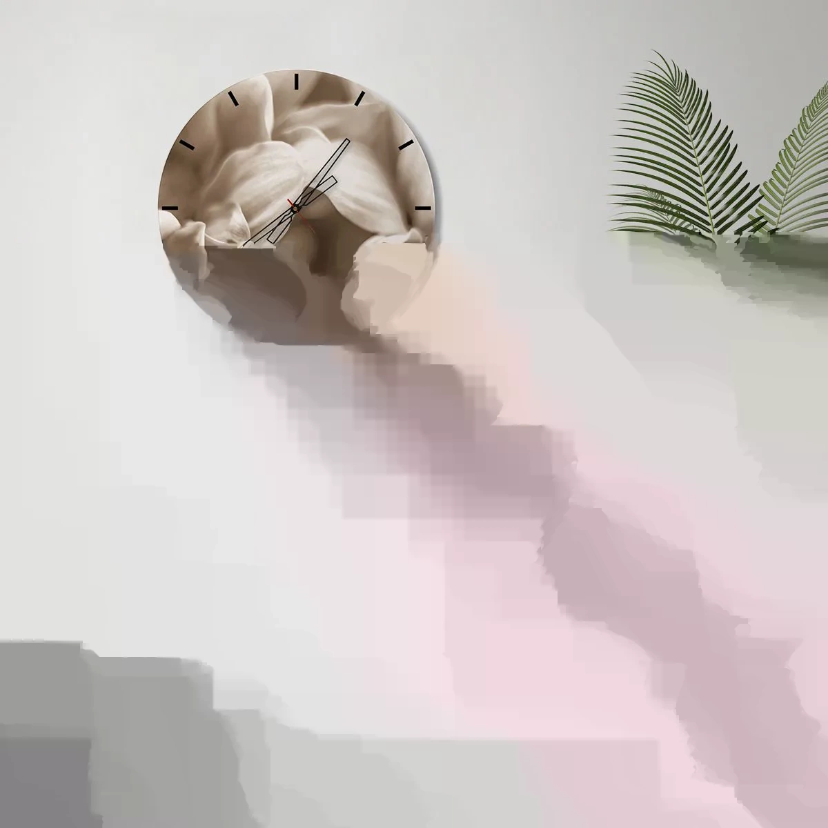 Nástěnné hodiny - Detailní záběr na krémové okvětní lístky sépie - 30x30cm - Něžné jako úsměv - Moderní nástěnná dekorace do obývacího pokoje, kuchyně a ložnice ARTTOR