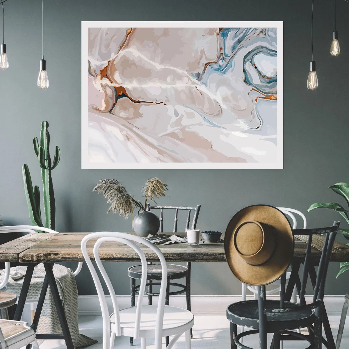 Plakát - Modré meandry pod bílou - 91x61 cm