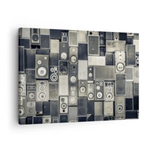 Obraz na plátně - Kolekce reproduktorů v retro stylu - 70x50cm - A vše je v pořádku - Moderní nástěnná dekorace do obývacího pokoje a ložnice ARTTOR