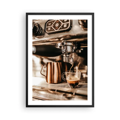 Plakát v černém rámu - Aromatické espresso z espresso kávovaru - 50x70cm - Jas kávy - Moderní nástěnná dekorace do obývacího pokoje a ložnice ARTTOR