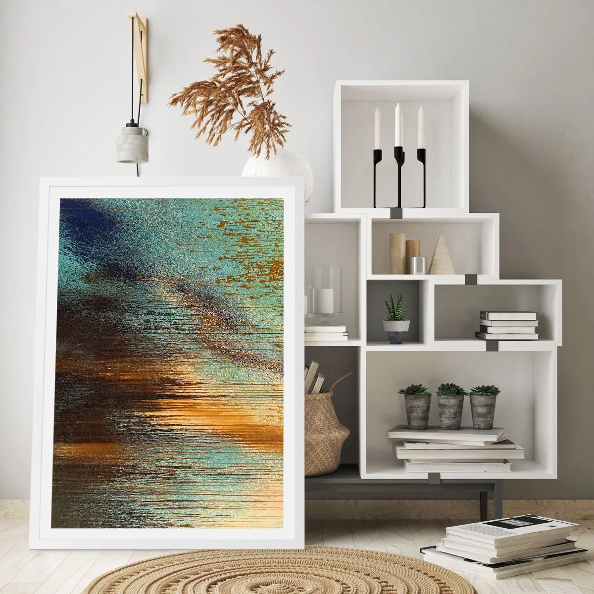 Plakát v bílém rámu - Nenáhodná barevná kompozice - 70x100 cm