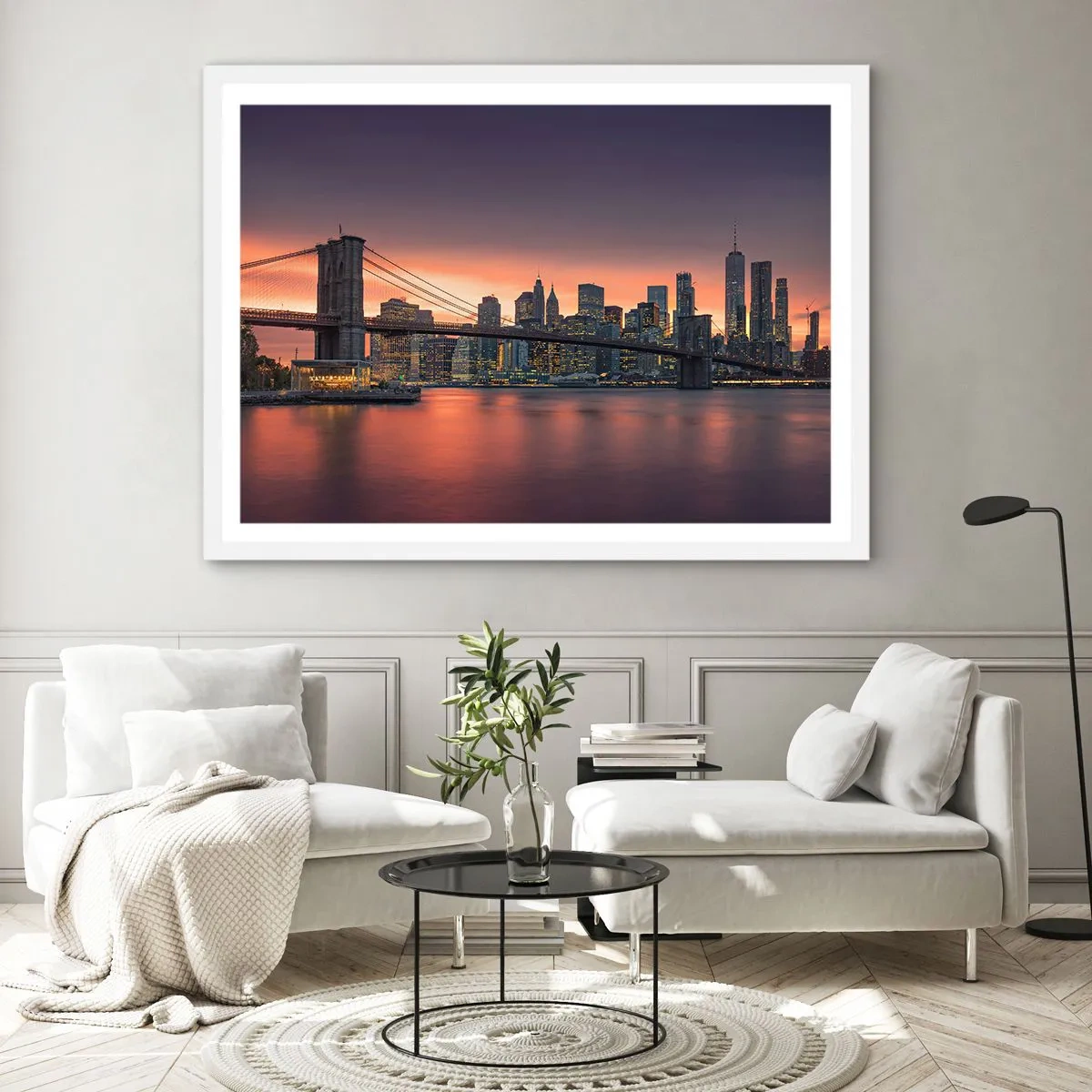 Plakát v bílém rámu - Ponořené do liliového ticha - 40x30 cm