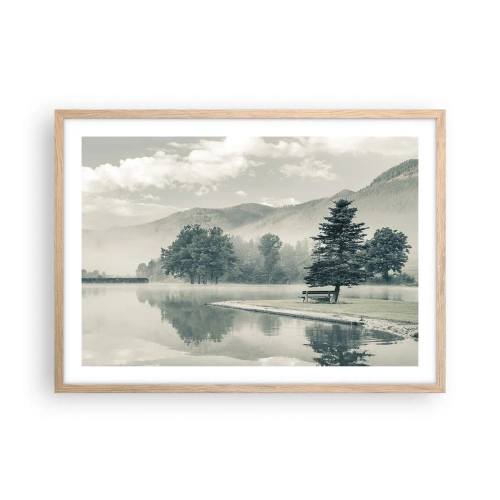 Plakát v rámu světlý dub - Jezero ještě spí - 70x50 cm